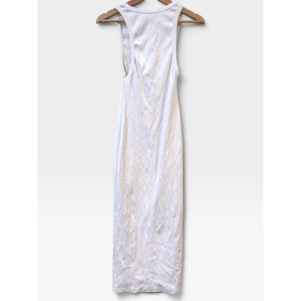 12TH TRIBE Capri V-Neck Ribbed Midi Tank Dress White Slit Small EUC - Picture 4 of 4